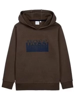 Image of Hugo Boss Logo Pullover Hoodie Khaki Size 8 Years Kids