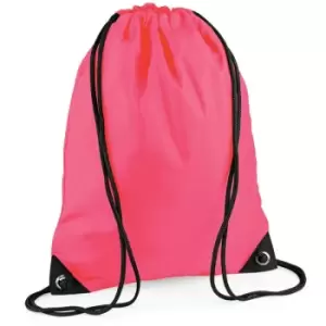 Image of Bagbase Premium Gymsac Water Resistant Bag (11 Litres) (Pack Of 2) (One Size) (Fluorescent Pink)