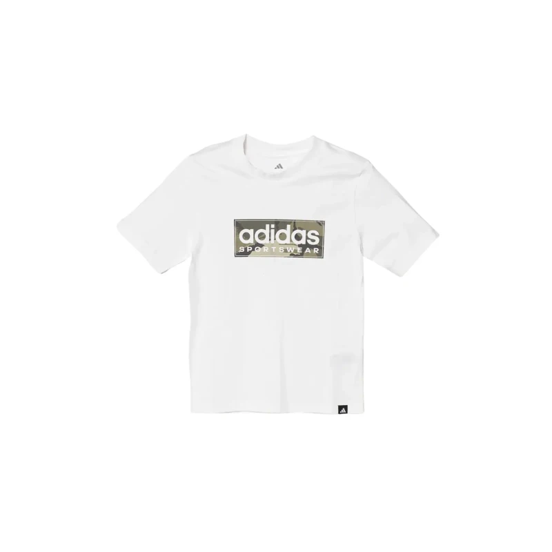 Image of adidas Logo T Shirt Junior Wht/Khaki/Grey unisex 13 Years