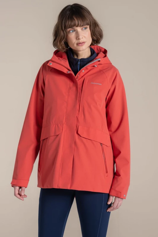 Image of Craghoppers Womens Caldbeck Wind-Resistant AquaDry Waterproof Jacket in Dark Red Size: 12 Dark Red Female 12