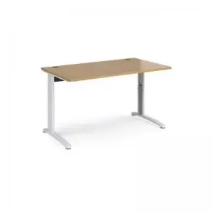 Image of TR10 height settable straight desk 1400mm x 800mm - white frame and