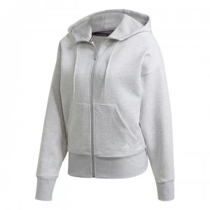 Image of adidas Womens 3-Stripes Zip Track Top Hoodie - Grey Heather