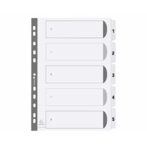 Image of Exacompta Mylar Dividers 1-5 A4 160gsm Pack of 25, white