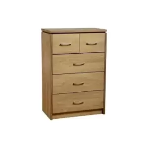 Image of Seconique Charles 5 Drawer Chest 3+2 Design Oak Veneer with Walnut Trim