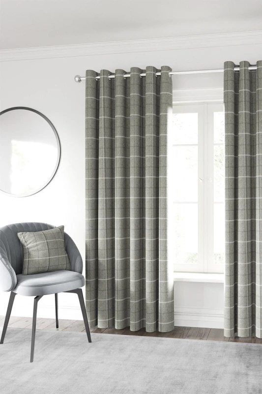 Image of Helena Springfield Helena Springfield 'Harper' Woven Lined Curtains in Silver Size: 167cm width x 228cm drop Silver 167cm width x 228cm drop Unisex