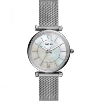 Image of Fossil White And Silver 'Carlie' Dress Watch - ES4919