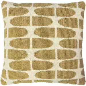 Image of Furn - Kula Geometric Knitted 100% Cotton Cushion Cover, Ochre, 45 x 45 Cm