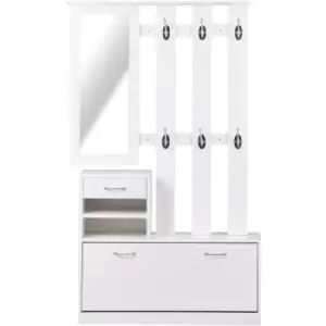 Image of Homcom - 2PC Shoes Storage Chest Cloths Rack Unit w/ Mirror Shoes Cabinet 6 Hooks