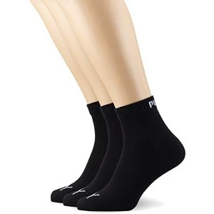 Image of Puma Unisex Quarter Plain Socks (3 Pair Pack), Black (Black), 12-14 (Manufacturer Size: 47-49)