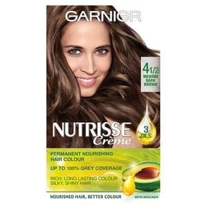 Image of Garnier Nutrisse 4 1/2 Medium Dark Brown Permanent Hair Dye Brunette