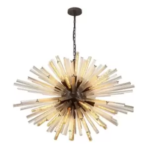 Image of Luminosa 32 Light E27, Oval Pendant Brown Oxide , Champagne Glass