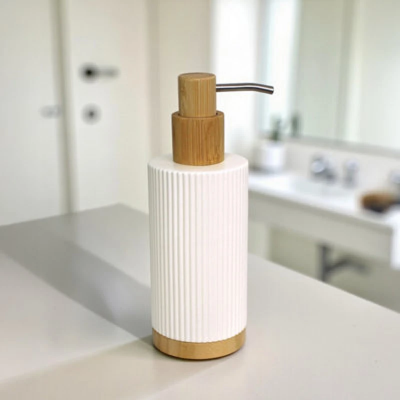 Image of Showerdrape Bondi Cream & Bamboo Collection Liquid Soap Dispenser Cream