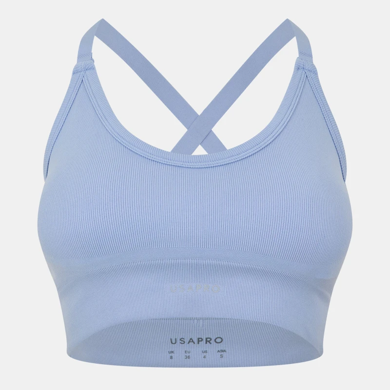 Image of USA Pro x Sophie Habboo Seamless Rib Sports Bra - Blue Blue 8