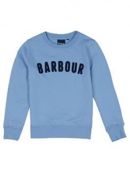 Image of Barbour Boys Prep Logo Crew Sweat - Powder Blue