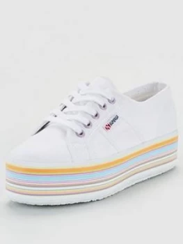 Image of SUPERGA 2790 Multicolor Cotw Plimsoll, White/Multi, Size 7, Women