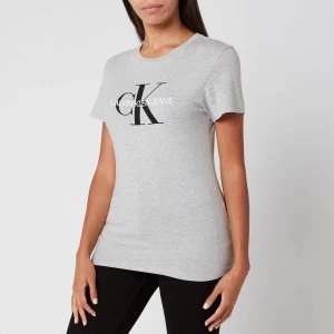 Image of Calvin Klein Jeans Womens Core Monogram Logo Regular Fit T-Shirt - Light Grey Heather - M - Grey