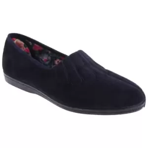 Image of Sleepers Womens/Ladies Fan Stitch Wide Fitting Slippers (8 UK) (Navy Blue)