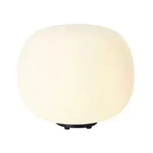 Image of Luminosa Cheektowaga Medium Oval Ball Table Lamp E27 Matt Black Base With Frosted White Glass Globe