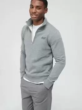 Image of Superdry Embroidered Logo Half Zip Sweatshirt - Grey Size M Men