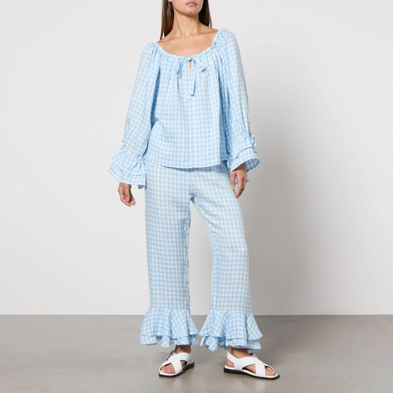 Image of Sleeper Cha Cha Linen Lounge Set Blue female XS