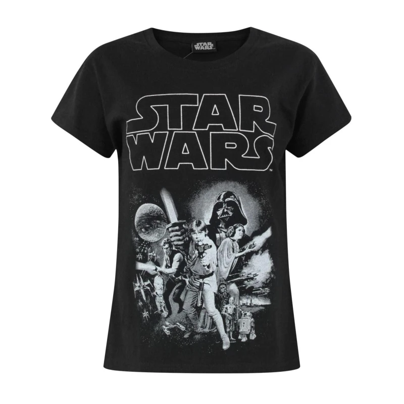 Image of (3-4 Years) Star Wars Short Sleeved T-Shirt (Girls Black)