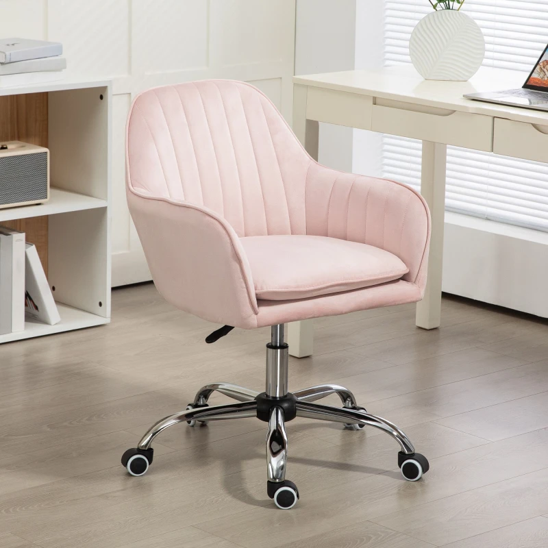 Image of HOMCOM Office Chair, Swivel Desk Chair w/ Adjustable Height, Pink Pink