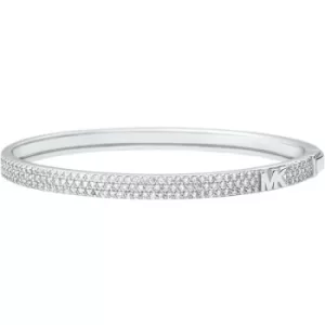 Image of Ladies Michael Kors Sterling Silver Pave Logo Bangle Bracelet