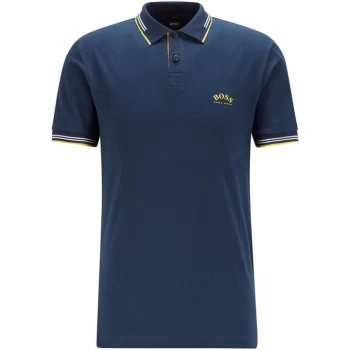 Image of Hugo Boss Athleisure Paul Curved Logo Polo Shirt Navy Size S Men