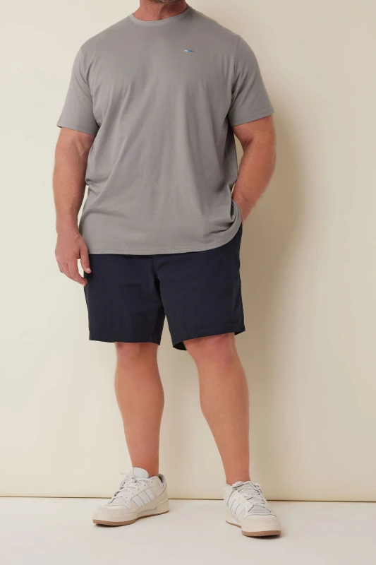 Image of BadRhino BadRhino Men Elasticated Waist Chino Shorts in Mid Navy Size: 7-8X-Large Mid Navy 7-8XL Male 5059738085815