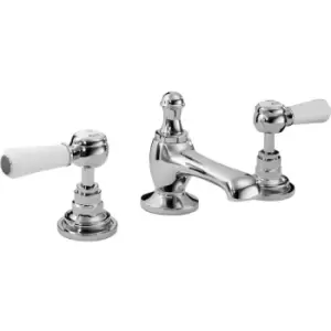 Image of Topaz 3 Hole Dual Lever Basin Mixer Tap with Pop Up Waste - Chrome - Hudson Reed