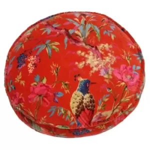 Image of Paradise Velvet Round Cushion Orange / 50 x 12cm / Cover Only