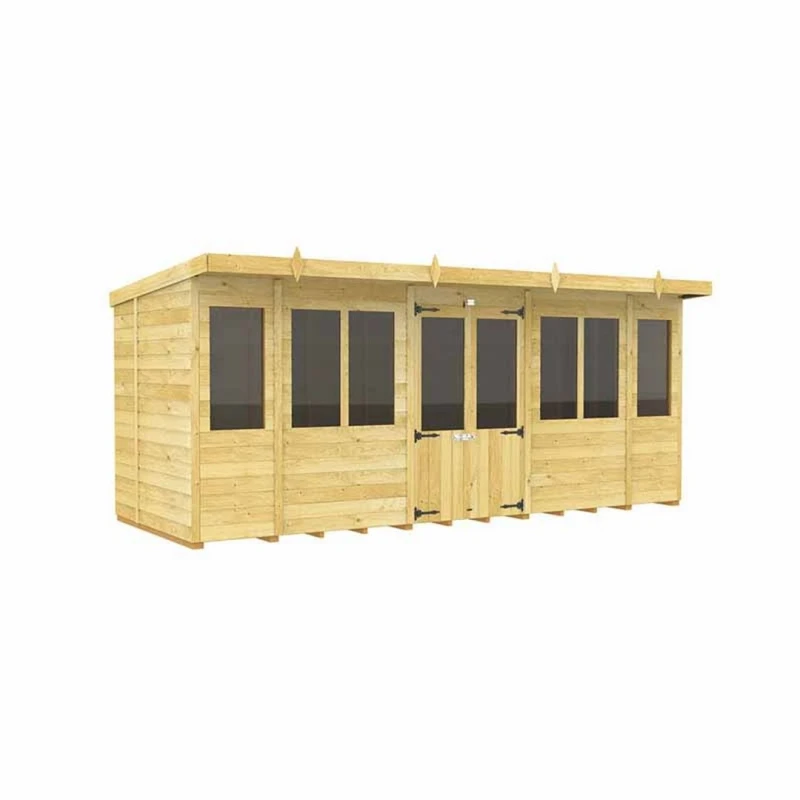 Image of Buttercup Farm 16ft x 7ft Pent Summer House - Wood - L214 x W474 x H201cm in Brown Brown Unisex