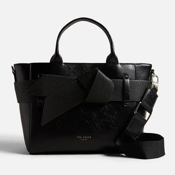 Image of Ted Baker Jimsa Bow Faux Leather Cross Body Bag Black female 260650