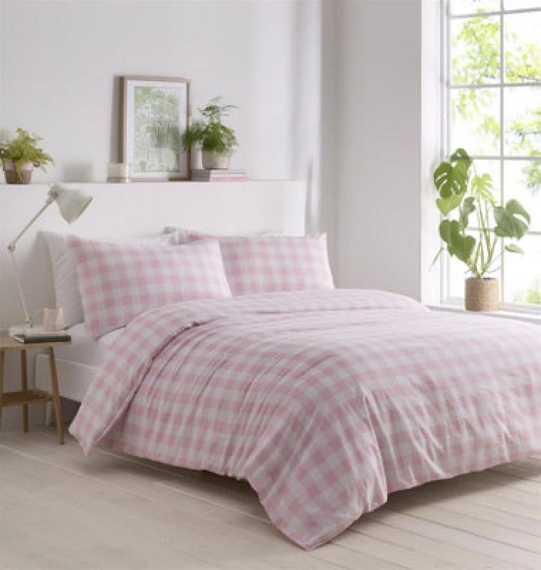 Image of Portfolio Home Gingham Pink Duvet Cover Set, Size Double