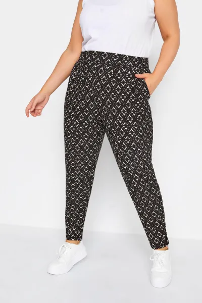 Image of Print Double Pleat Harem Trousers