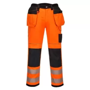 Image of Portwest Mens PW3 Hi-Vis Trousers (38R) (Orange/Black)