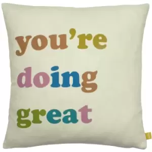 Image of Furn YouA're Doing Great Recycled Cushion Cover (43cm x 43cm) (Multicoloured)