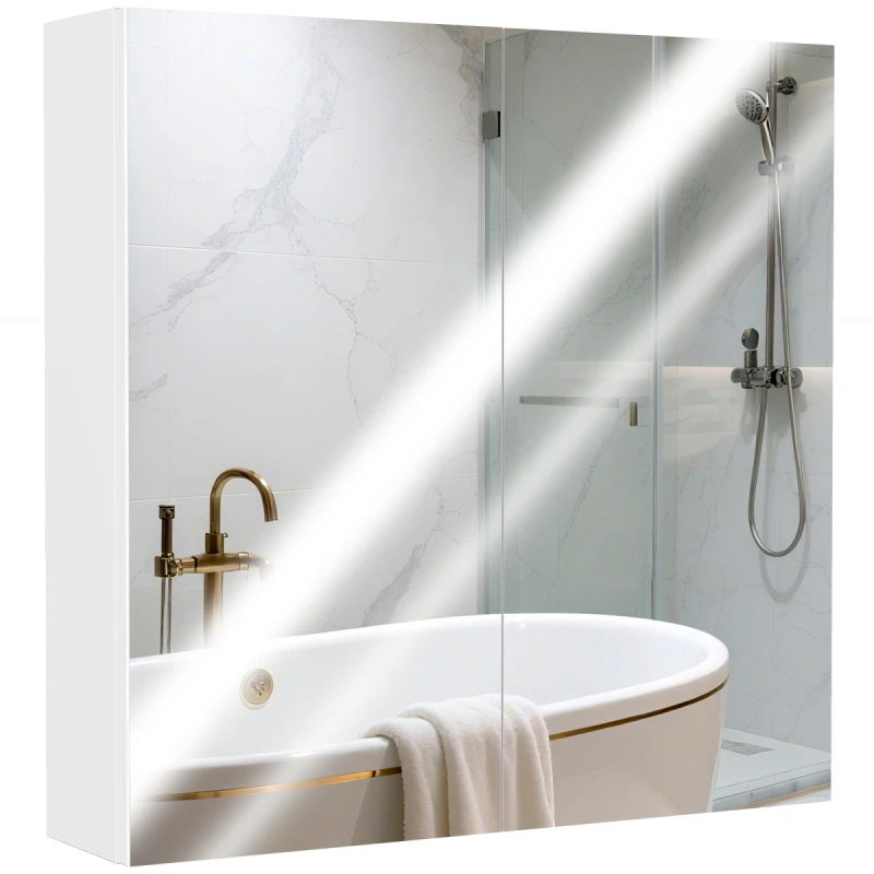 Image of HOMCOM Bathroom Mirror Cabinet Wall Mounted, 60 x 15 x 60 cm, White 834-044V03WT