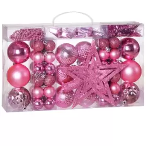 Image of Christmas Tree Baubles Set Xmas Balls Decorations Ornaments Sphere Colour Choice Candy Pink