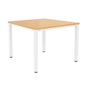Image of Fraction Infinity Square Beech Meeting Table With White Legs - 160 X 160