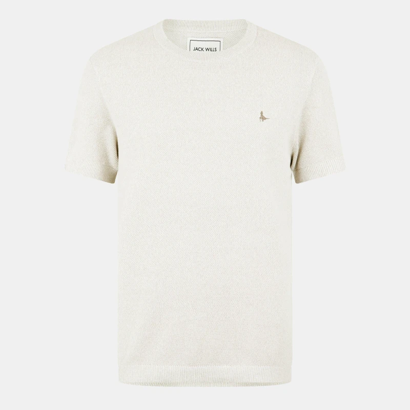 Image of Jack Wills Mens Regular Fit Knitted T-Shirt Bone male S