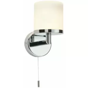 Image of IP44 Bathroom Wall Light Chrome & Diffused Glass Modern Round Fitting Lamp