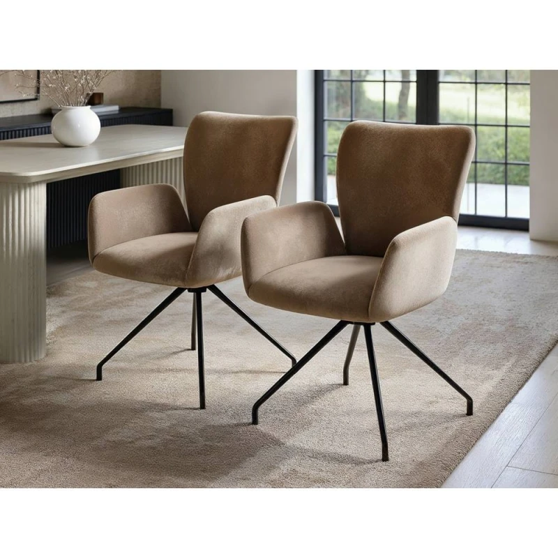 Image of Solace+Co Kora Mocha Swivel Dining Chair Set of 2 in Brown Brown Unisex