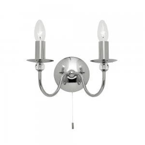 Image of 1 Light Indoor Candle Wall Light Chrome with Clear Glass, E14