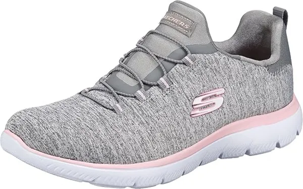 Image of Skechers Womens Summits Slip On Lightweight Sports Trainers UK Size 4 (EU 37) Grey/Pink SKE1170-GYPK-4