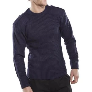Image of Click Workwear Sweater Military Style Crew Neck M Navy Blue Ref