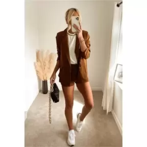 Image of I Saw It First Chocolate Tailored Woven Mini Shorts - Brown