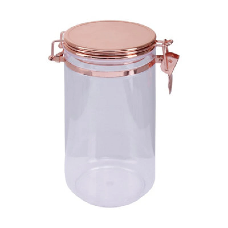 Image of Premier Housewares Versatile 1100ml Canister With Copper Lid, Airtight Seal Kitchen Canister For Storage, Stylish Food Canister Clear