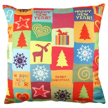Image of A11833 Multicolor Cushion Merry Christmas / Happy New Year