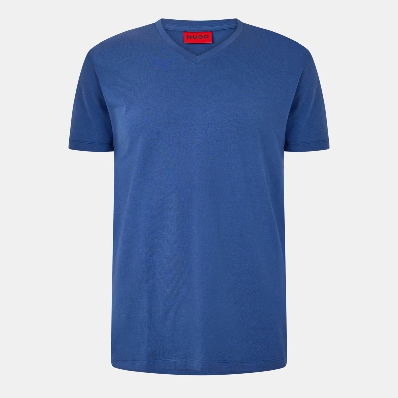 Image of Hugo Short Sleeve V Neck T Shirt Medium Blue male S